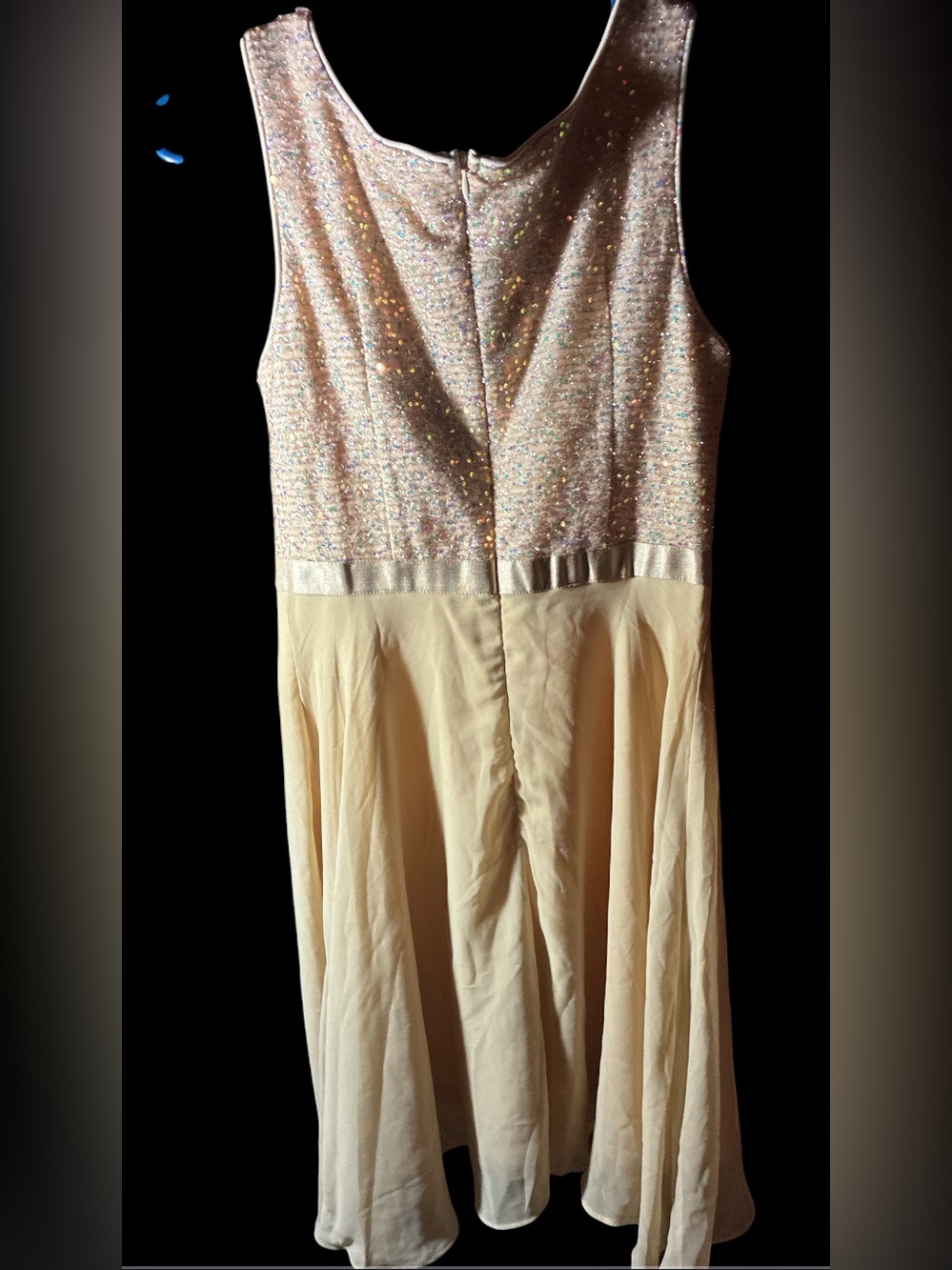 NWT Dressystar Champagne Sequin Bodice Chiffon A-Line Cocktail Dress Small - Picture 2 of 12